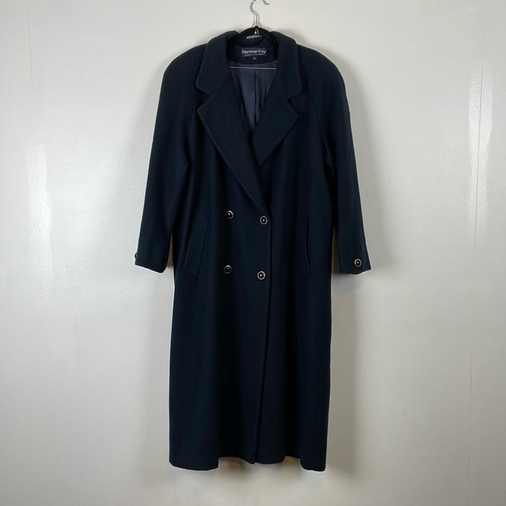 Herman Kay Full Length Wool Double Breasted 2 Pocket Womens 12 Winter Black Coat